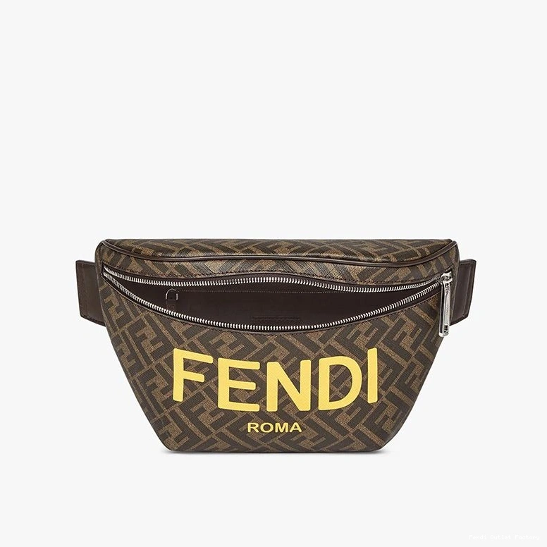 Affordable HOT ROMA Logo In Fabric Bag FF Fendi Motif Brown Belt 0816